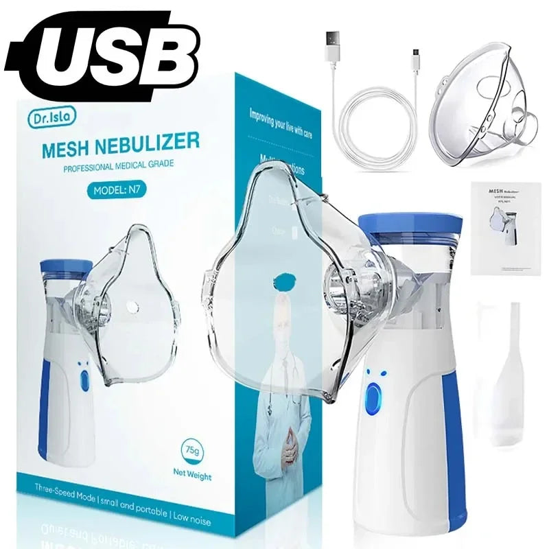 Medical USB Nebulizer - Portable Compressor Sprayer, Handheld for Home, Suits Adults & Children with Cough Inhaler Machine